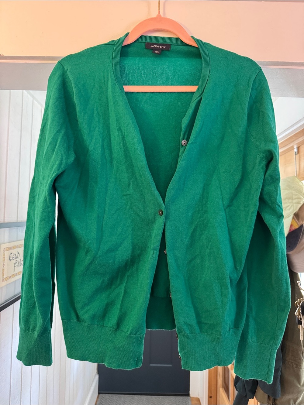 Lands' End Emerald Green Women's Button-Front Cardigan